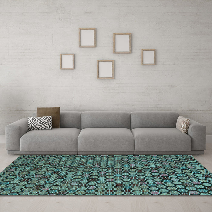 Machine Washable Abstract Light Blue Modern Rug in a Living Room, wshabs5392lblu