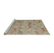 Sideview of Machine Washable Abstract Dark Gold Brown Rug, wshabs5393