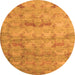 Round Machine Washable Abstract Orange Modern Area Rugs, wshabs5393org