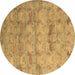 Round Abstract Brown Modern Rug, abs5393brn