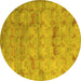 Round Machine Washable Abstract Yellow Modern Rug, wshabs5393yw