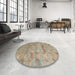 Round Machine Washable Abstract Dark Gold Brown Rug in a Office, wshabs5393