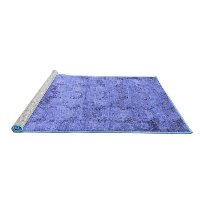 Sideview of Machine Washable Abstract Blue Modern Rug, wshabs5393blu