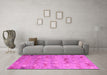 Machine Washable Abstract Pink Modern Rug in a Living Room, wshabs5393pnk