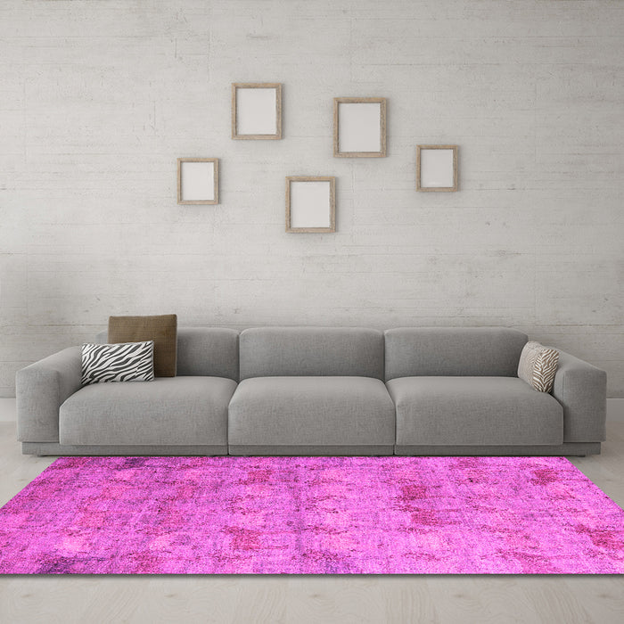 Machine Washable Abstract Pink Modern Rug in a Living Room, wshabs5393pnk