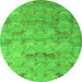 Round Machine Washable Abstract Green Modern Area Rugs, wshabs5393grn