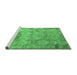 Sideview of Machine Washable Abstract Emerald Green Modern Area Rugs, wshabs5393emgrn