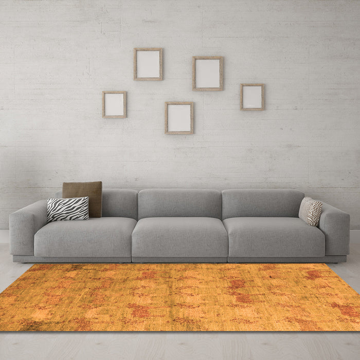 Machine Washable Abstract Orange Modern Area Rugs in a Living Room, wshabs5393org