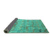 Sideview of Abstract Turquoise Modern Rug, abs5393turq