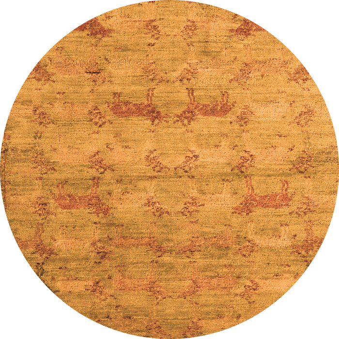 Round Abstract Orange Modern Rug, abs5393org