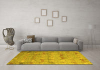 Machine Washable Abstract Yellow Modern Rug, wshabs5393yw