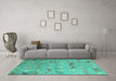 Machine Washable Abstract Turquoise Modern Area Rugs in a Living Room,, wshabs5393turq