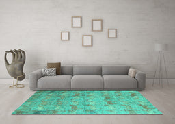 Machine Washable Abstract Turquoise Modern Area Rugs in a Living Room,, wshabs5393turq