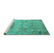 Sideview of Machine Washable Abstract Turquoise Modern Area Rugs, wshabs5393turq