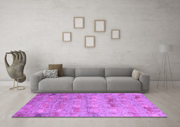 Machine Washable Abstract Purple Modern Area Rugs in a Living Room, wshabs5393pur