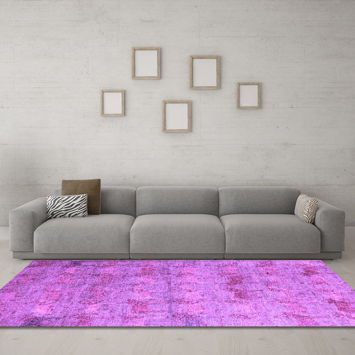Machine Washable Abstract Purple Modern Area Rugs in a Living Room, wshabs5393pur