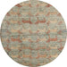 Round Abstract Dark Gold Brown Modern Rug, abs5393