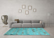 Machine Washable Abstract Light Blue Modern Rug in a Living Room, wshabs5393lblu