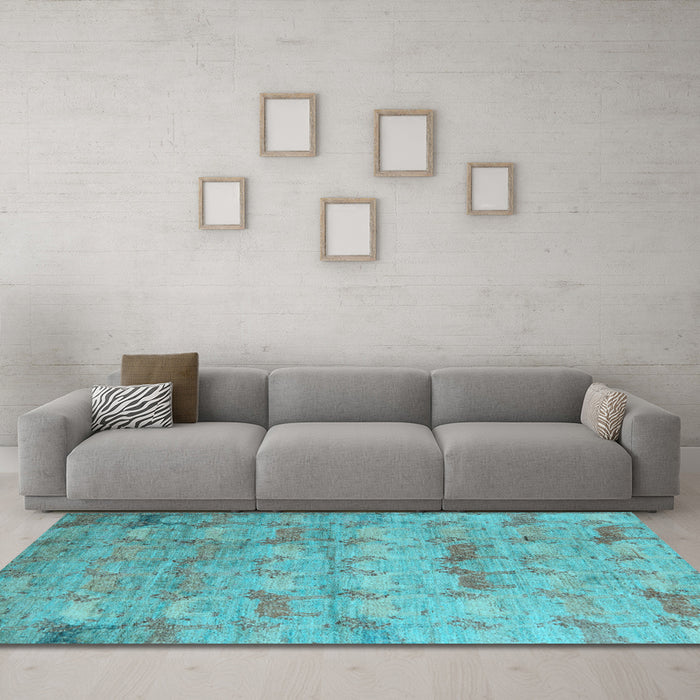 Machine Washable Abstract Light Blue Modern Rug in a Living Room, wshabs5393lblu