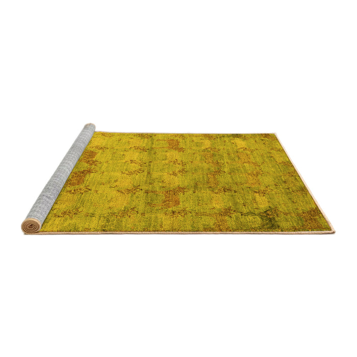Sideview of Machine Washable Abstract Yellow Modern Rug, wshabs5393yw