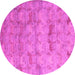 Round Machine Washable Abstract Pink Modern Rug, wshabs5393pnk