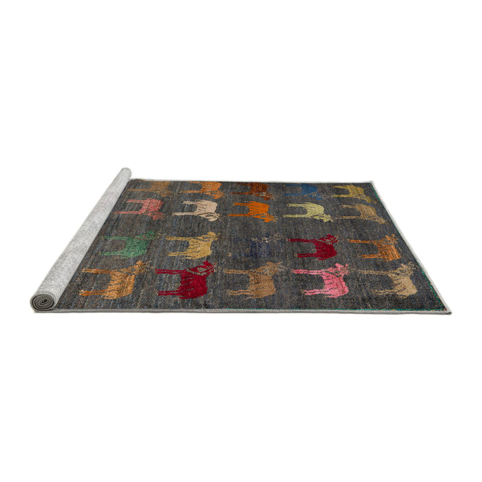 Sideview of Machine Washable Abstract Dark Brown Rug, wshabs5394