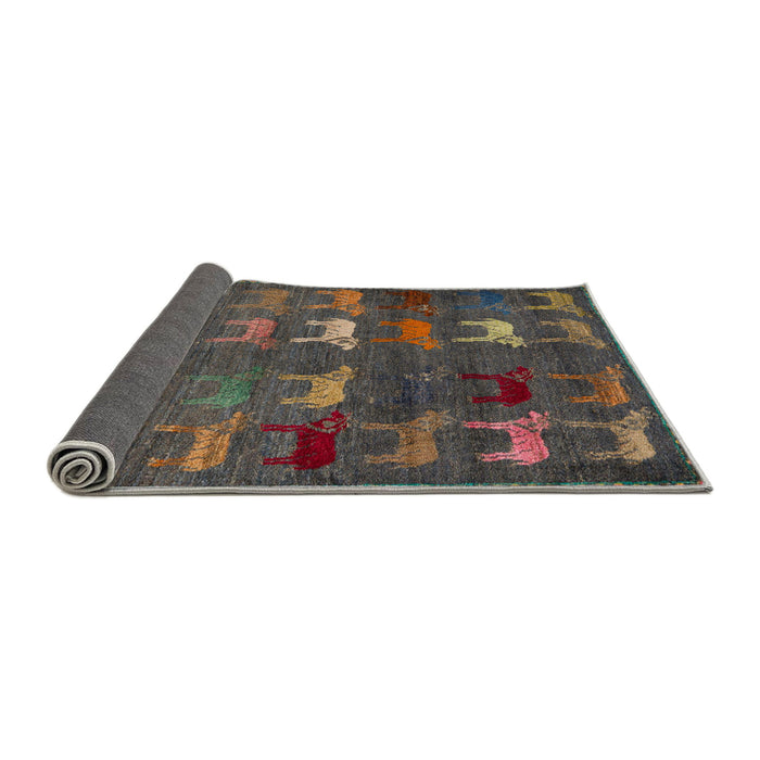 Sideview of Abstract Dark Brown Modern Rug, abs5394