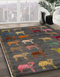 Abstract Dark Brown Modern Rug, abs5394