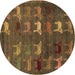 Round Abstract Brown Modern Rug, abs5394brn