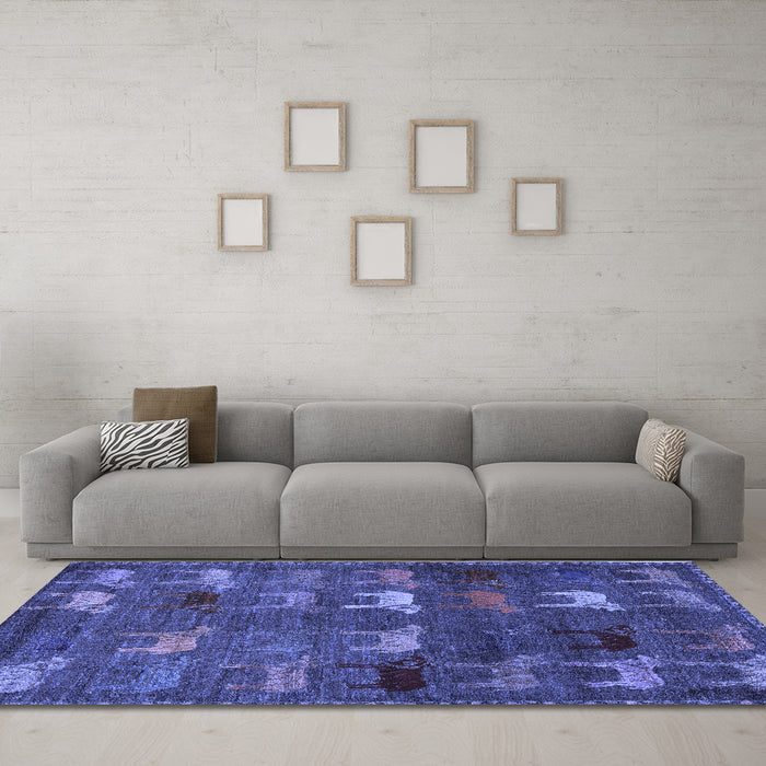 Machine Washable Abstract Blue Modern Rug in a Living Room, wshabs5394blu