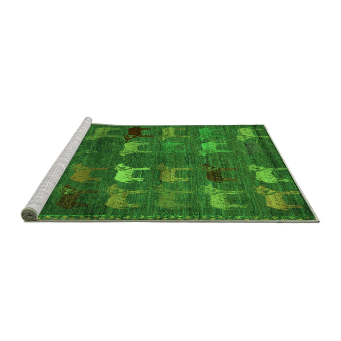 Sideview of Machine Washable Abstract Green Modern Area Rugs, wshabs5394grn
