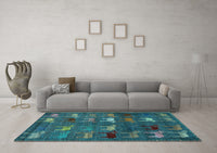 Machine Washable Abstract Light Blue Modern Rug, wshabs5394lblu