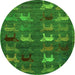 Round Abstract Green Modern Rug, abs5394grn