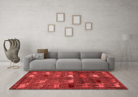 Machine Washable Abstract Red Modern Rug, wshabs5394red