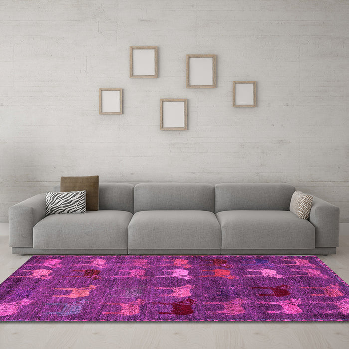 Machine Washable Abstract Pink Modern Rug in a Living Room, wshabs5394pnk