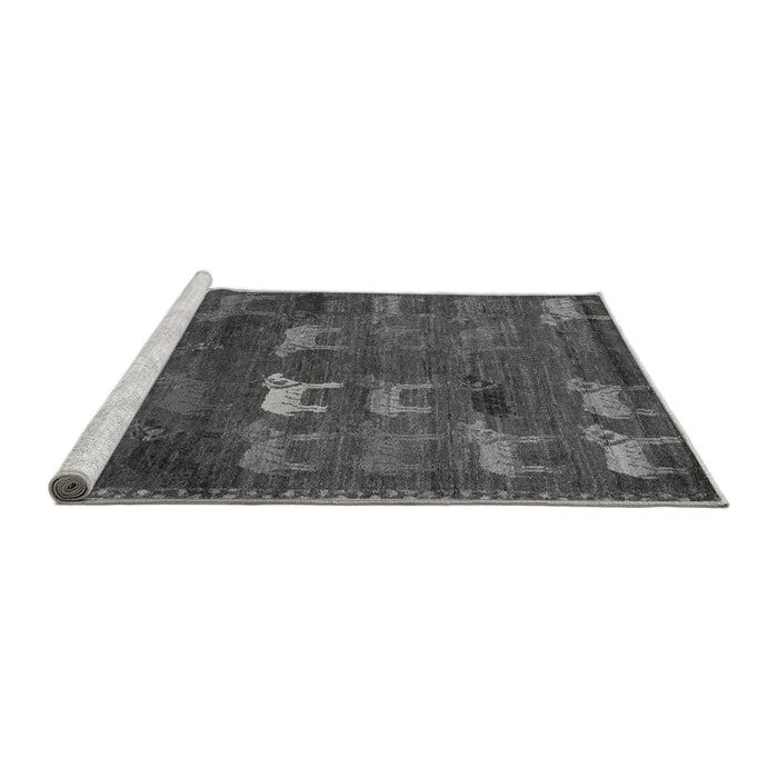 Sideview of Machine Washable Abstract Gray Modern Rug, wshabs5394gry