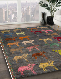 Machine Washable Abstract Dark Brown Rug in a Family Room, wshabs5394