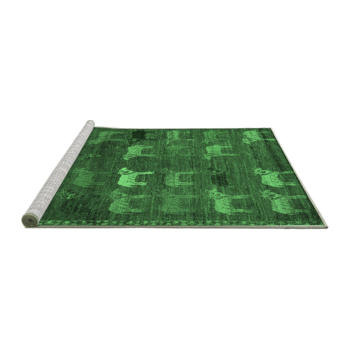 Sideview of Machine Washable Abstract Emerald Green Modern Area Rugs, wshabs5394emgrn