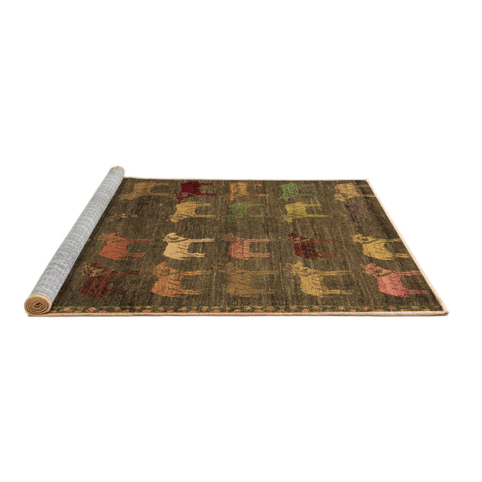 Sideview of Machine Washable Abstract Brown Modern Rug, wshabs5394brn
