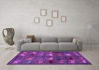 Machine Washable Abstract Purple Modern Rug, wshabs5394pur