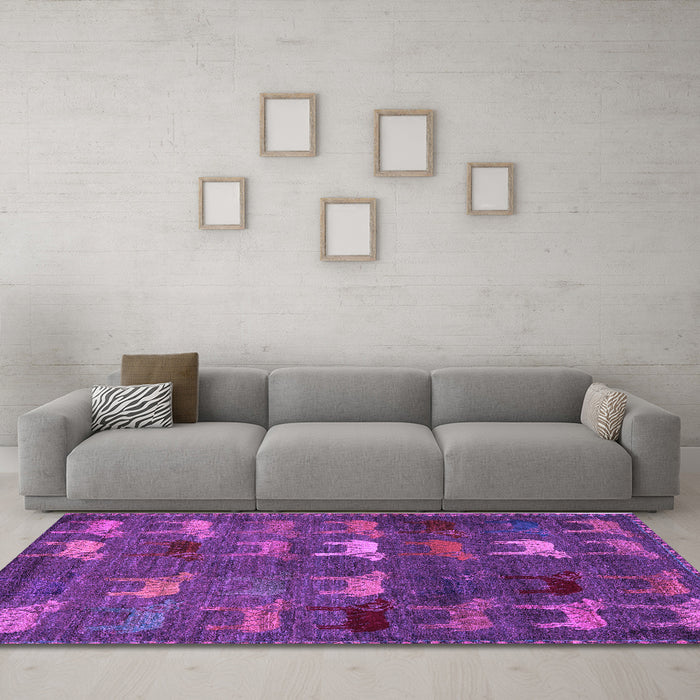 Machine Washable Abstract Purple Modern Area Rugs in a Living Room, wshabs5394pur