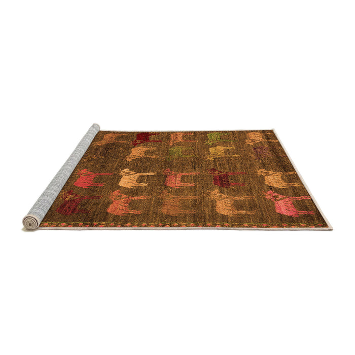 Sideview of Machine Washable Abstract Orange Modern Area Rugs, wshabs5394org