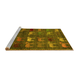 Sideview of Machine Washable Abstract Yellow Modern Rug, wshabs5394yw