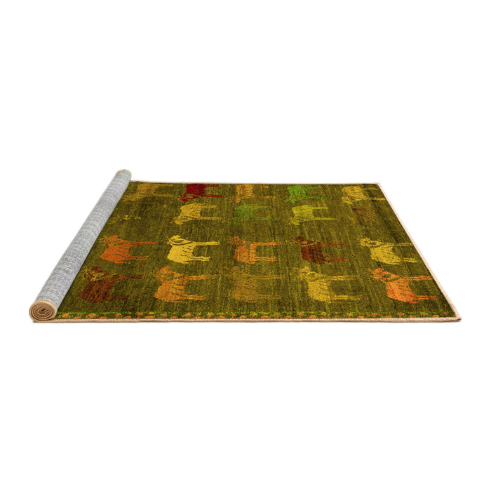 Sideview of Machine Washable Abstract Yellow Modern Rug, wshabs5394yw