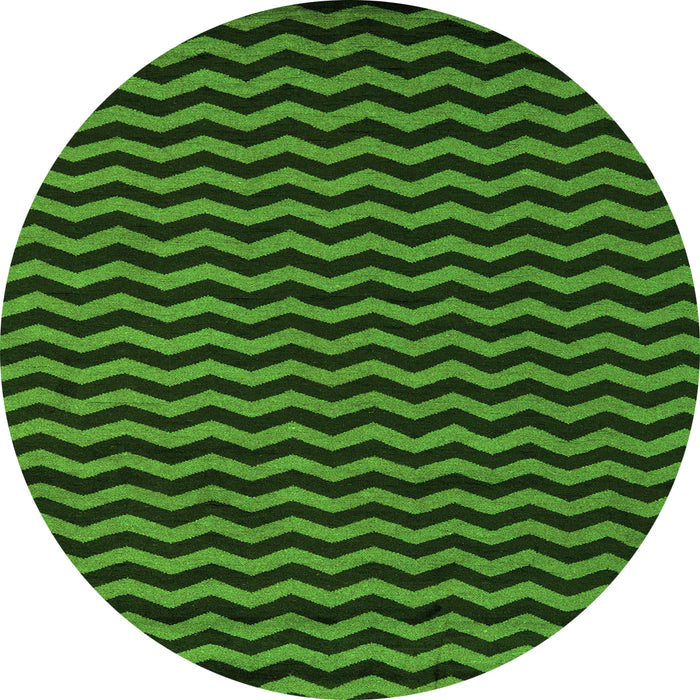 Round Machine Washable Abstract Green Modern Area Rugs, wshabs5395grn