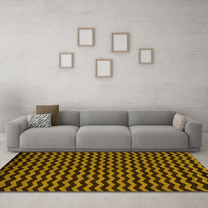 Machine Washable Abstract Yellow Modern Rug in a Living Room, wshabs5395yw