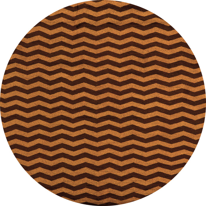 Round Machine Washable Abstract Orange Modern Area Rugs, wshabs5395org