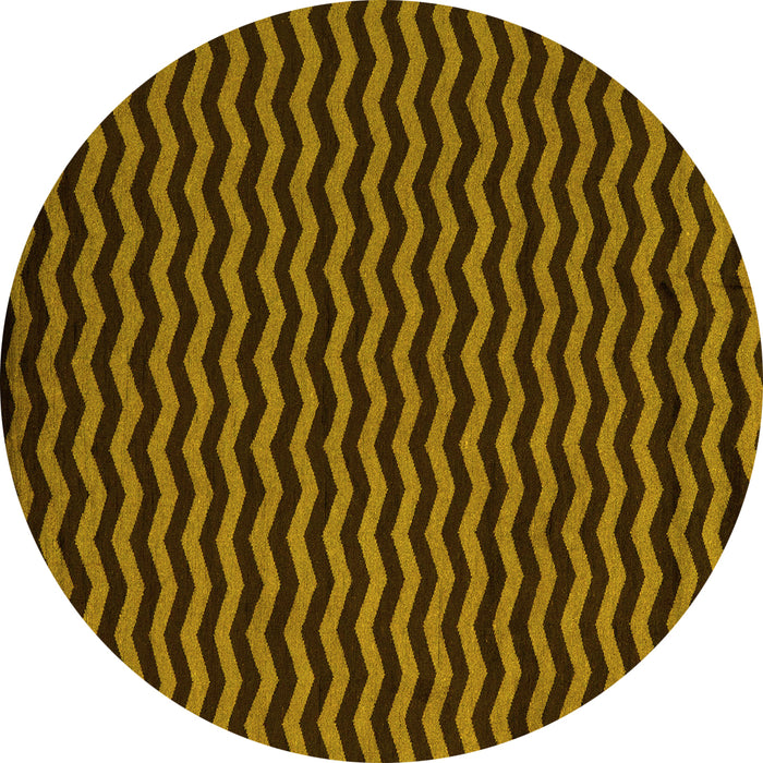 Round Abstract Yellow Modern Rug, abs5395yw