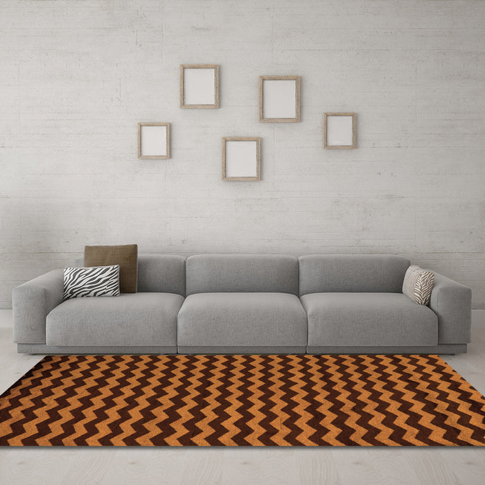 Machine Washable Abstract Orange Modern Area Rugs in a Living Room, wshabs5395org