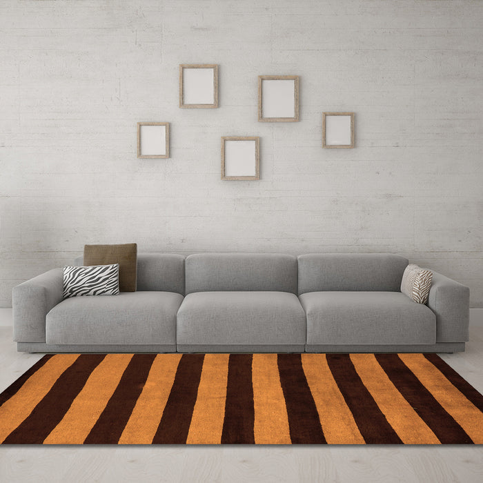 Machine Washable Abstract Orange Modern Area Rugs in a Living Room, wshabs5396org